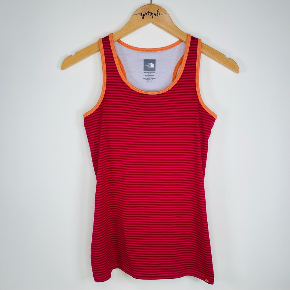 The North Face Women's VaporWick Striped Racerback Sleeveless Tank Pink Small